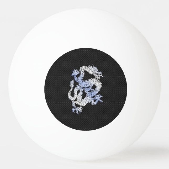 Chrome like silver Dragon Black Snake Skin style Ping-Pong Ball (Front)