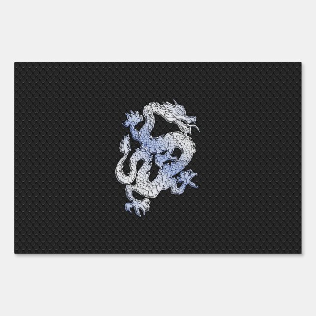 Chrome like silver Dragon Black Snake Skin style Yard Sign (Front)