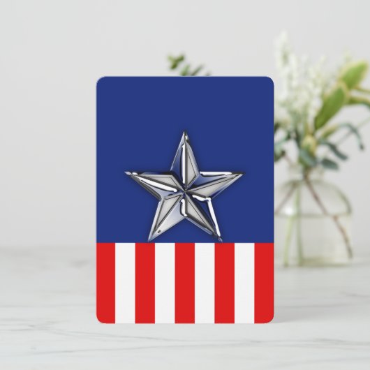 Chrome Like Silver Star Festive Patriotic Colors (Standing Front)