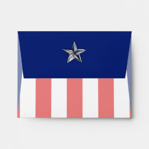 Chrome Like Silver Star Festive Patriotic Colors Envelope