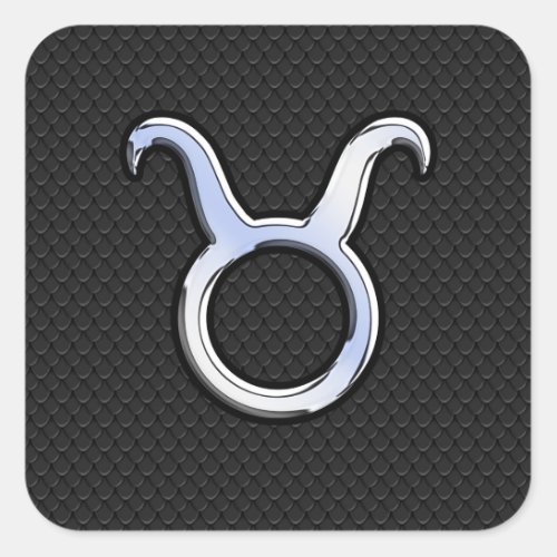 Chrome Like Taurus Sign on Black Snake Skin Square Sticker