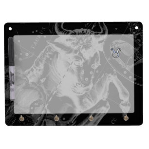 Chrome like Taurus Sign on Hevelius Dry Erase Board With Keychain Holder