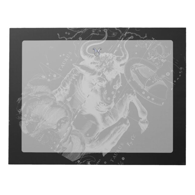 Chrome like Taurus Sign on Hevelius Notepad (Front)