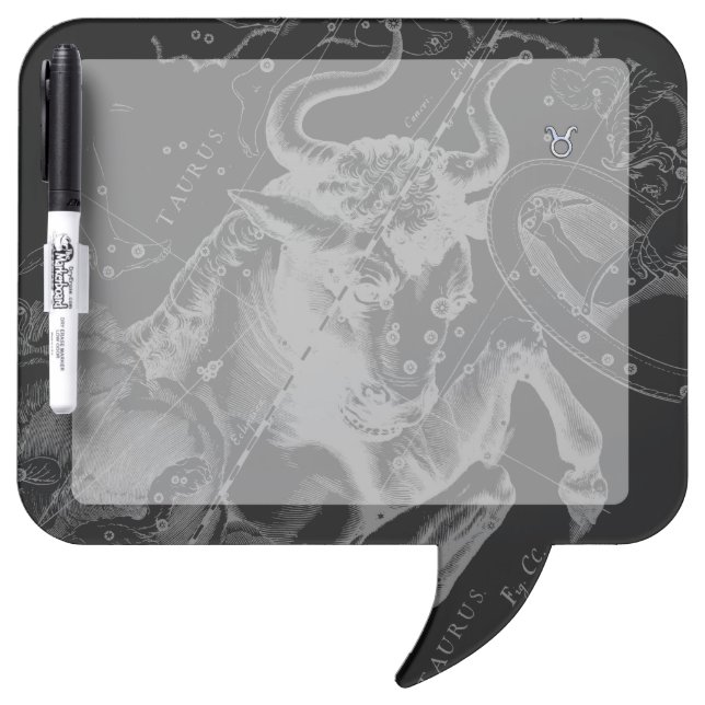 Chrome like Taurus Zodiac on Hevelius Black Dry-Erase Board (Front)