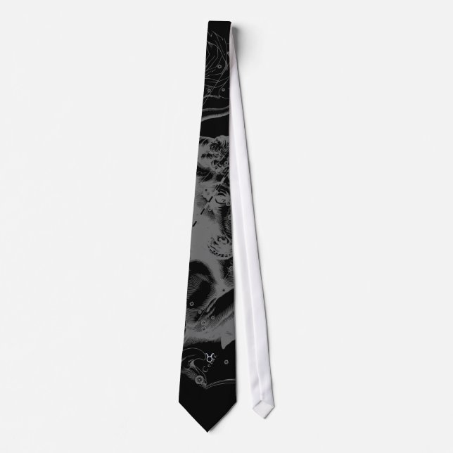Chrome like Taurus Zodiac on Hevelius Black Tie (Front)