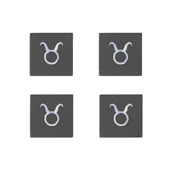 Chrome Like Taurus Zodiac Sign Decor Stone Magnet (Front)