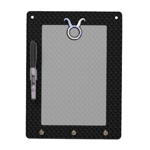 Chrome Like Taurus Zodiac Sign on Black Snake Skin Dry_Erase Board