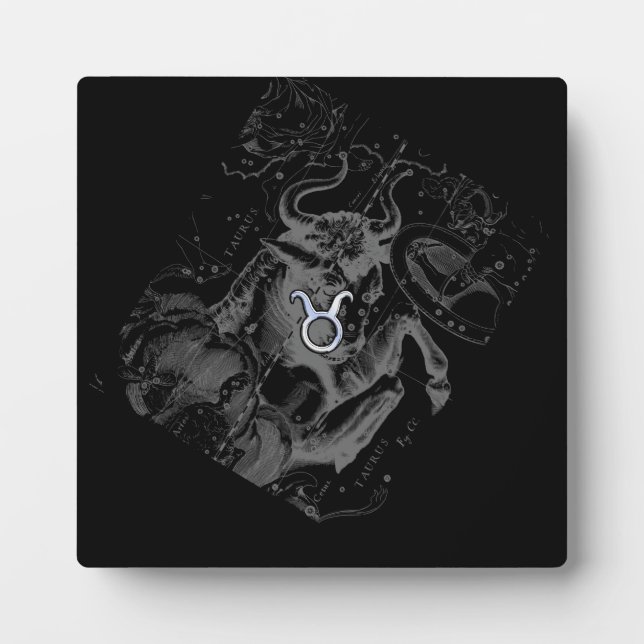 Chrome like Taurus Zodiac Sign on Hevelius Plaque (Front)