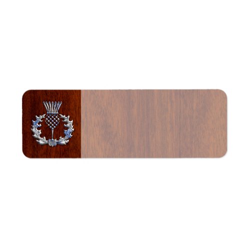 Chrome Like Thistle on Mahogany Wood Style Label
