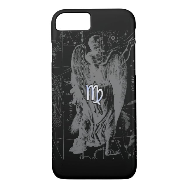 Chrome like Virgo Zodiac Sign on Black Hevelius Case-Mate iPhone Case (Back)