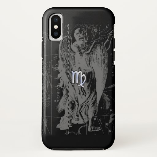 Chrome like Virgo Zodiac Sign on Black Hevelius iPhone XS Case