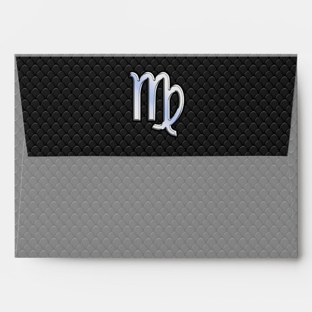 Chrome Like Virgo Zodiac Sign on Black snake skin Envelope (Back (Top Flap))