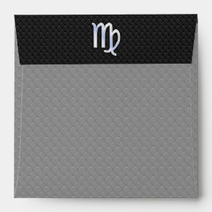 Chrome Like Virgo Zodiac Sign on Black snake skin Envelope