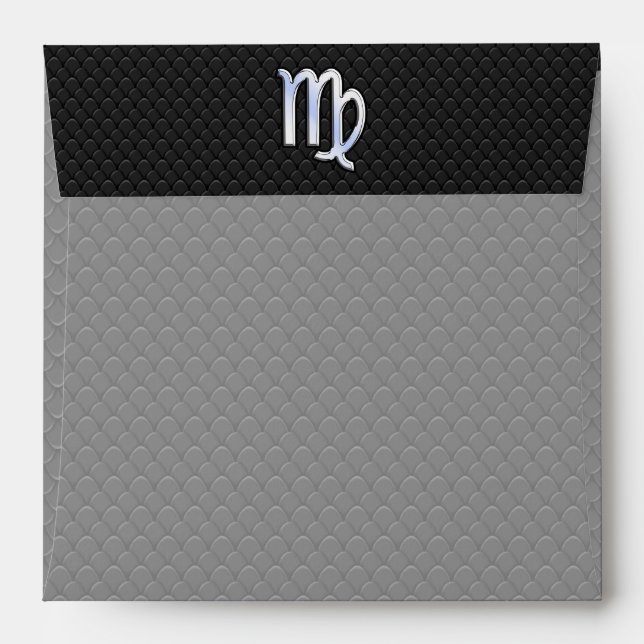 Chrome Like Virgo Zodiac Sign on Black snake skin Envelope (Back (Top Flap))