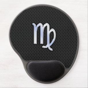 Chrome Like Virgo Zodiac Sign on Black snake skin Gel Mouse Pad