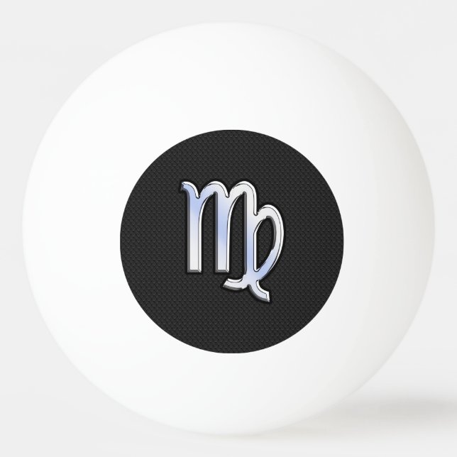 Chrome Like Virgo Zodiac Sign on Black snake skin Ping-Pong Ball (Front)