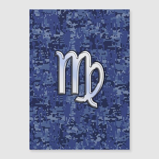 Chrome Like Virgo Zodiac Sign on Blue Digital Camo (Front)