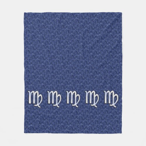 Chrome Like Virgo Zodiac Sign on Blue Digital Camo Fleece Blanket