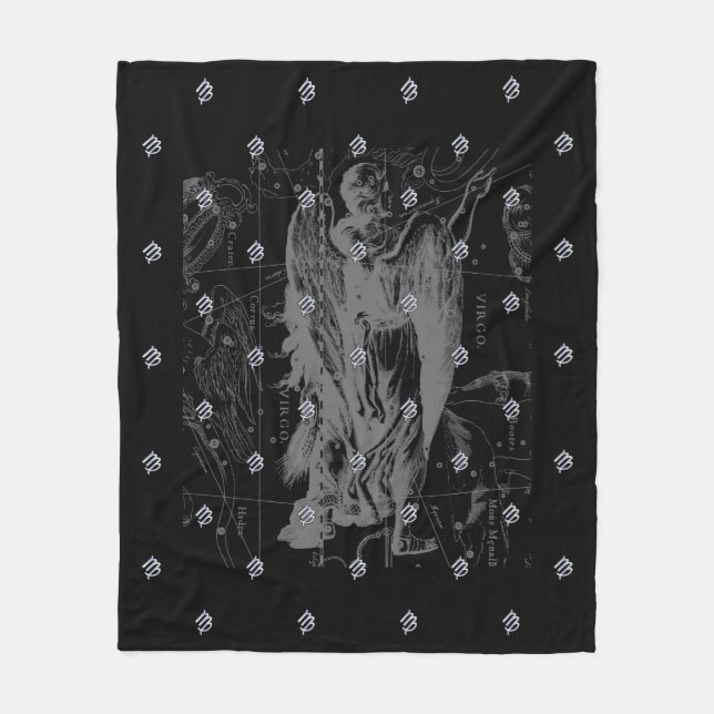Chrome like Virgo Zodiac Sign on Hevelius Fleece Blanket (Front)