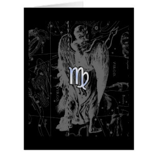 Chrome like Virgo Zodiac Sign on Hevelius in Black Cards