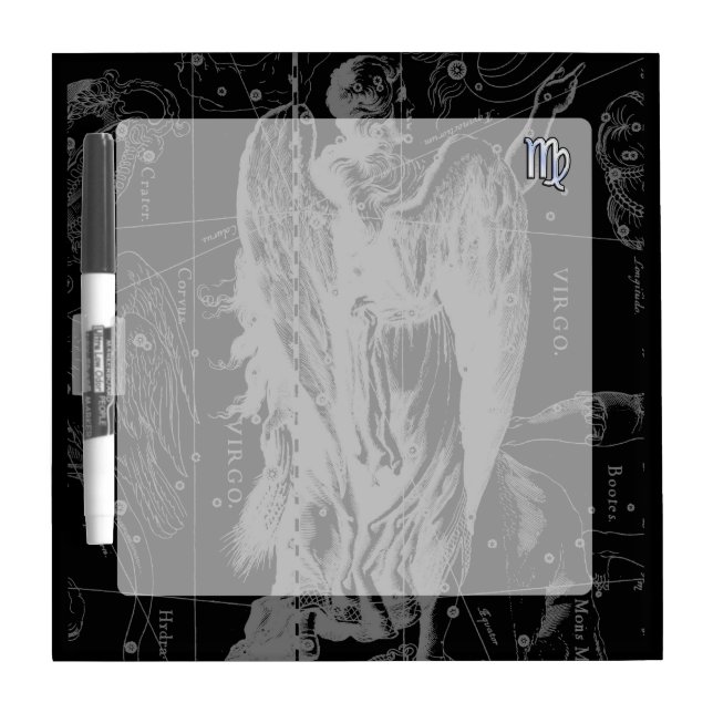 Chrome like Virgo Zodiac Sign on Hevelius in Black Dry-Erase Board (Front)