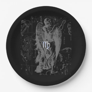 Chrome like Virgo Zodiac Sign on Hevelius Paper Plates