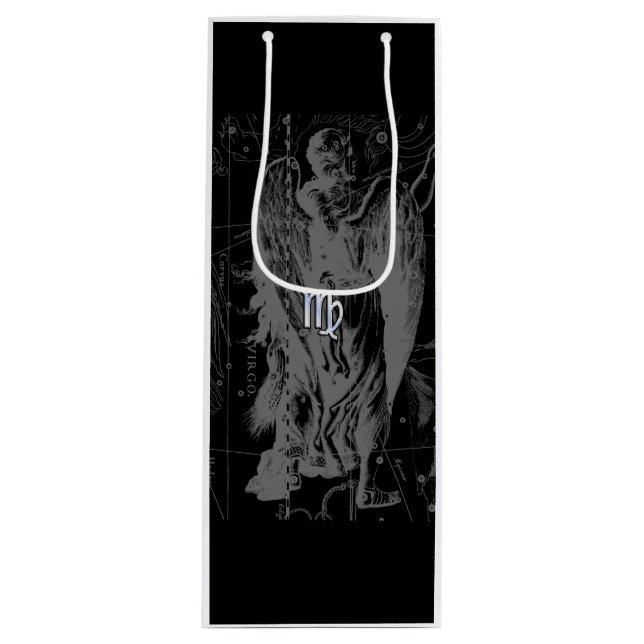 Chrome like Virgo Zodiac Sign on Hevelius Wine Gift Bag (Front)