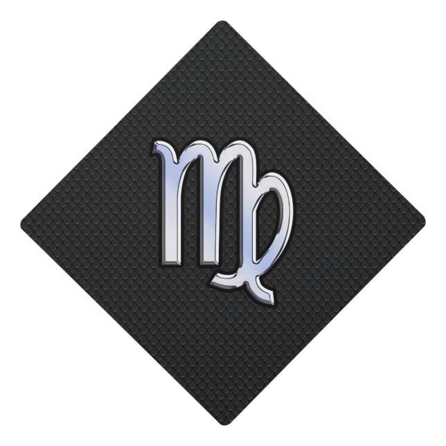 Chrome Like Virgo Zodiac Sign on snake skin Graduation Cap Topper (Front)