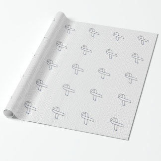 Chrome Like White Knit Ribbon Awareness Print Wrapping Paper