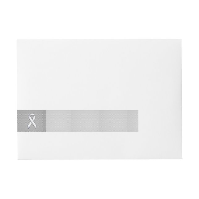 Chrome Like White Ribbon Awareness Carbon Fiber Wrap Around Address Label (Front)