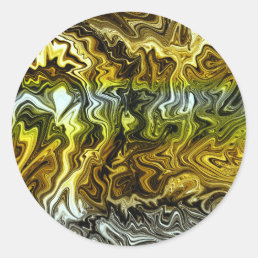 Chrome Liquid Metallic Gold Silver Cool Party Classic Round Sticker