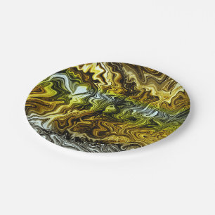 Chrome Liquid Metallic Gold Silver Cool Party Paper Plates