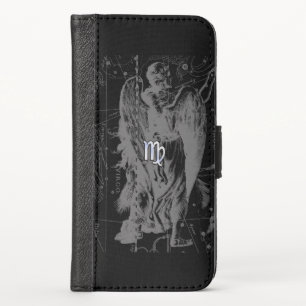 Chrome looks Virgo Zodiac Sign on Hevelius iPhone X Wallet Case