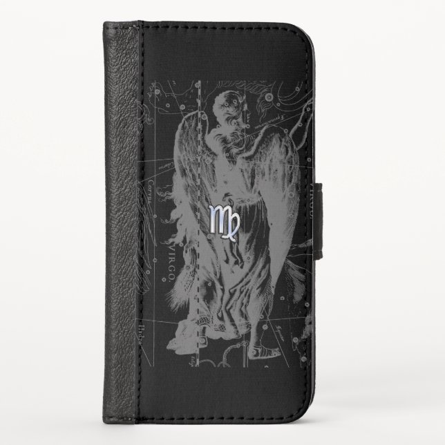 Chrome looks Virgo Zodiac Sign on Hevelius iPhone Wallet Case (Front)