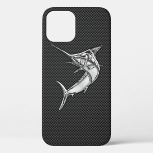 Chrome Marlin on Carbon Fiber iPhone 12 Case