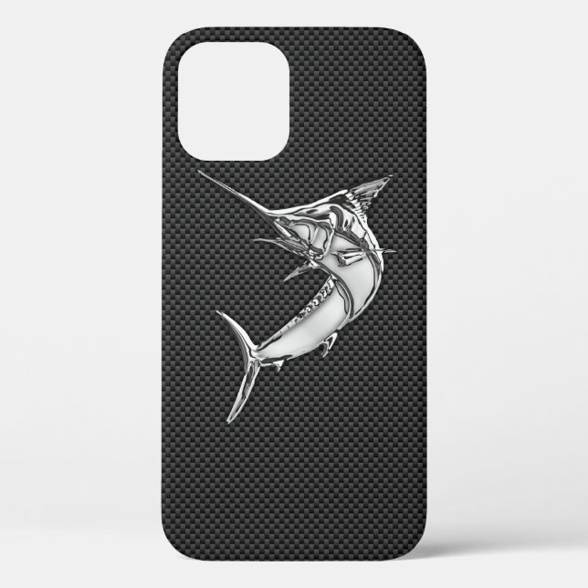 Chrome Marlin on Carbon Fiber Case-Mate iPhone Case (Back)