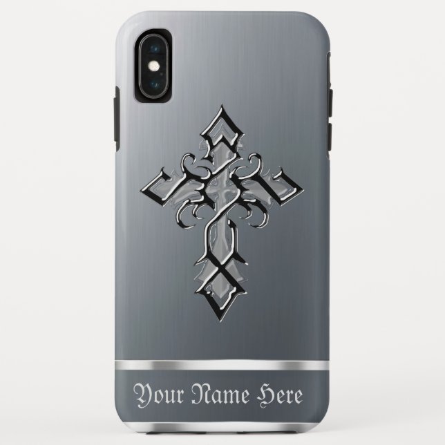 Chrome Medieval Cross iPhone XS Max Case (Back)