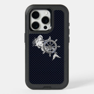 Chrome Mermaid on Carbon Fibre iPhone 15 Pro Case