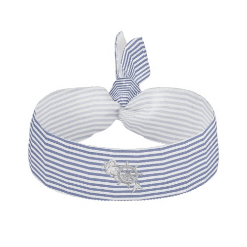 Chrome Mermaid on Navy Stripes Hair Tie