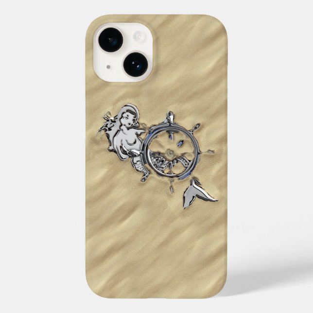 Chrome Mermaid on Sandy Beach Print Case-Mate iPhone Case (Back)
