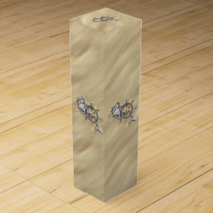 Chrome Mermaid on Sandy Beach Wine Box