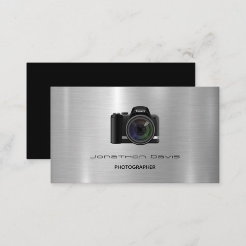 Chrome Metal Design Photography Camera Business Card