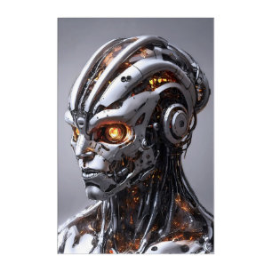 Chrome Metallic Cyborg Sci-Fi AI Android Acrylic Print