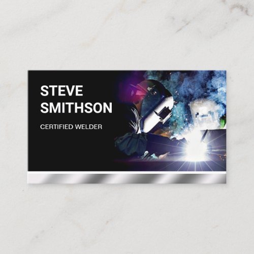 Chrome Metallic Metal Works Welding Service Welder Business Card