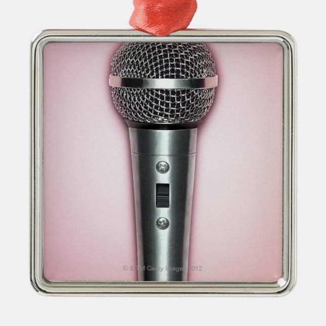 Chrome Microphone Metal Ornament (Front)