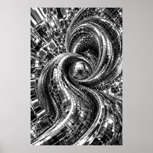Chrome Mirror Mosaic Swirl Poster