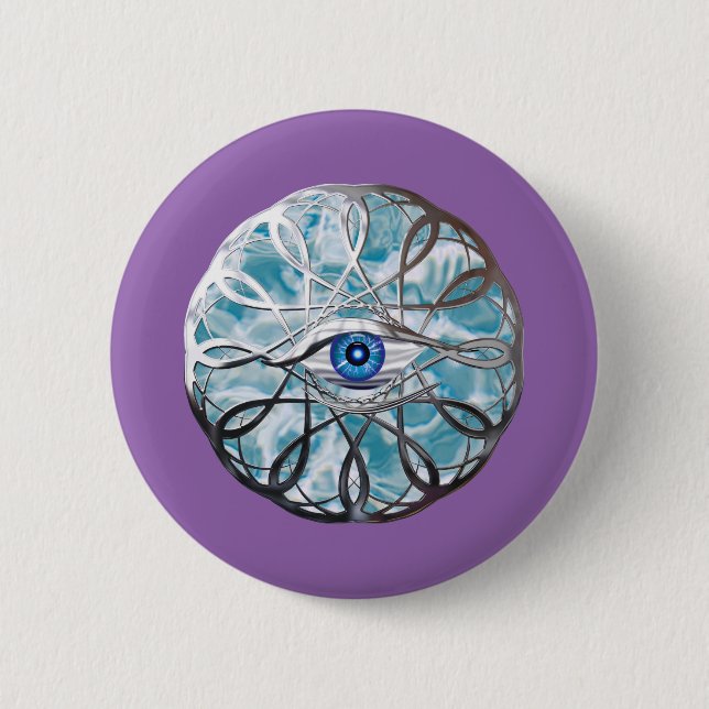 Chrome Mystical Eye Design Button (Front)