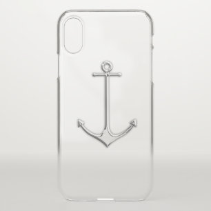 Chrome Nautical Anchor Print iPhone X Case