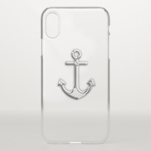 Chrome Nautical Anchor Print iPhone X Case