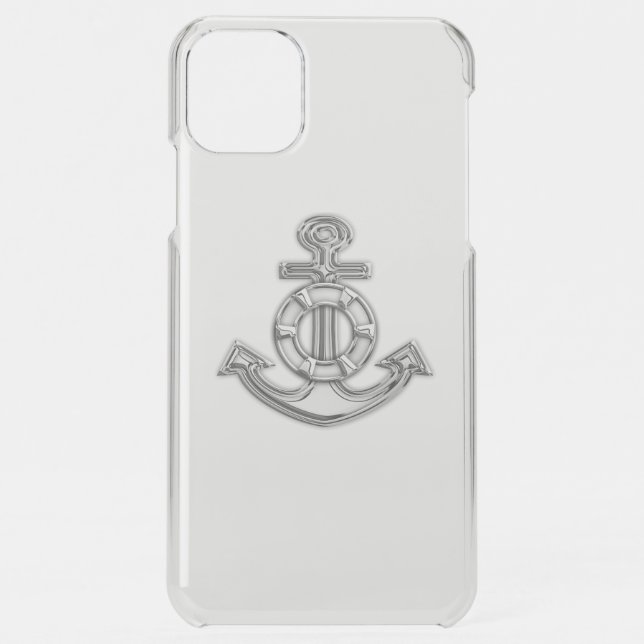Chrome Nautical Anchor Print Uncommon iPhone Case (Back)